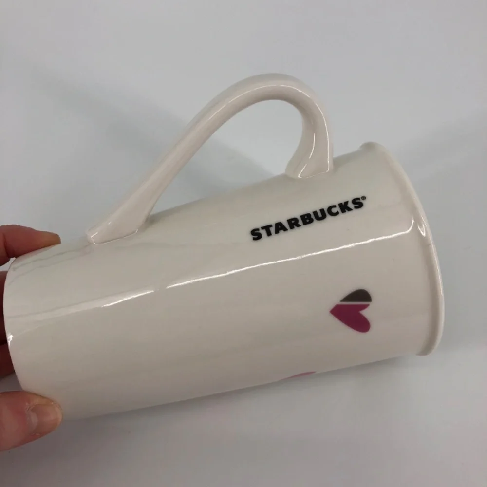Starbucks 2019 Tall Coffee Mug White With Pink Hearts Graphic 16 Fl Oz Valentine
